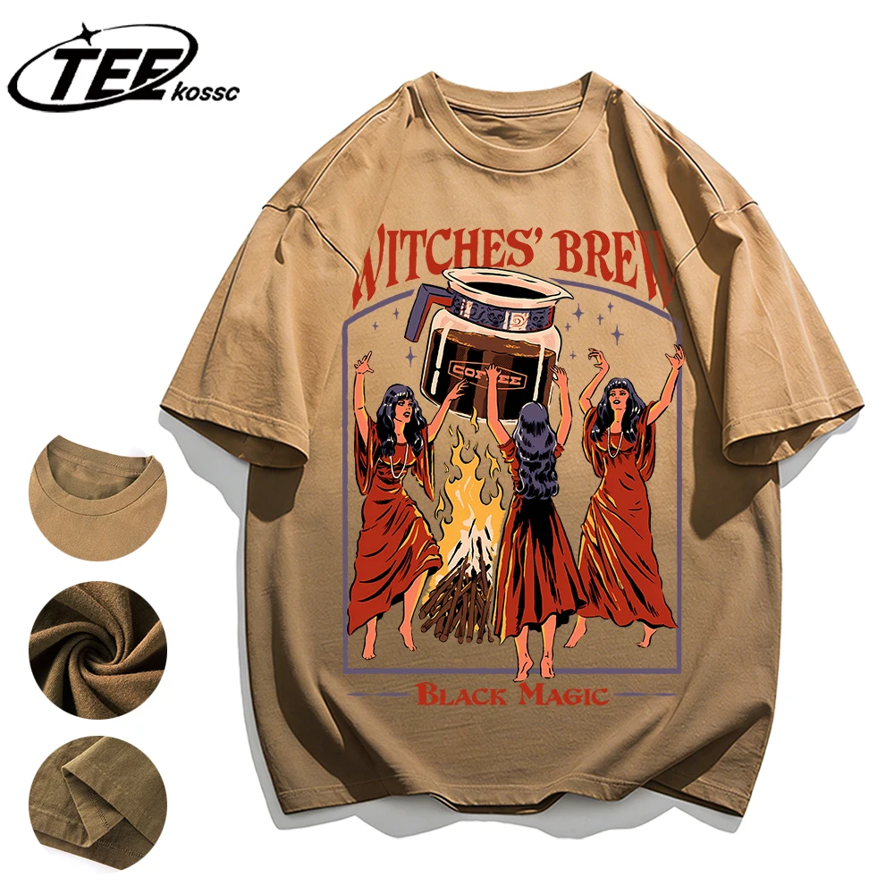 Witches Brew Coffee Black Magic Tie-Dye Male T-Shirt Soft Cotton Short Sleeve All-Match O-Neck Tee Unisex Fashion Clothing