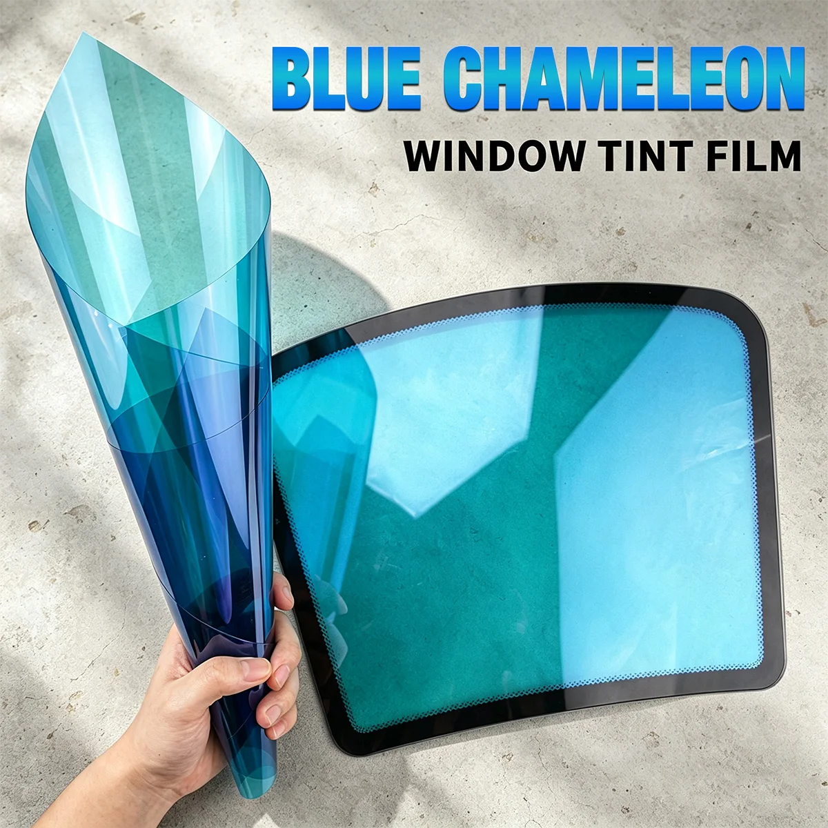 Blue Chameleon Solar Tint Film Self Adhesive Side Windscreen Glass Sticker Sun Shade Film Car Foil for Sunshine Protection