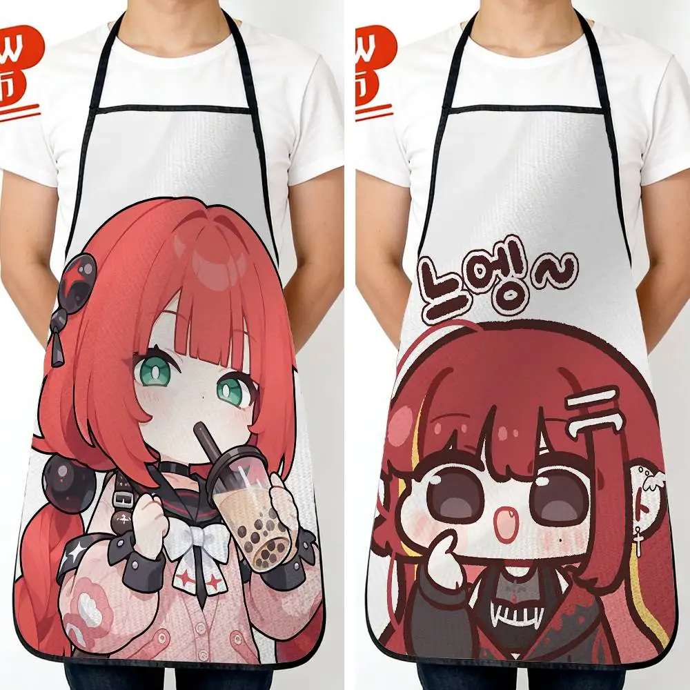 Avental de cozinha vermelho Q Cute Akane Lize Long, à prova d'água e à prova de óleo, ideal para mulheres e homens altos – Perfeito para café, restaurante