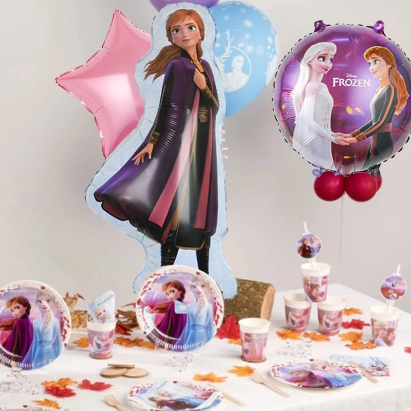 9pcs Frozen Foil Balloons Set Disney Elsa Anna Kids Birthday Party Decorations Cartoon Snow Queen Princess Air Inflatable Globos