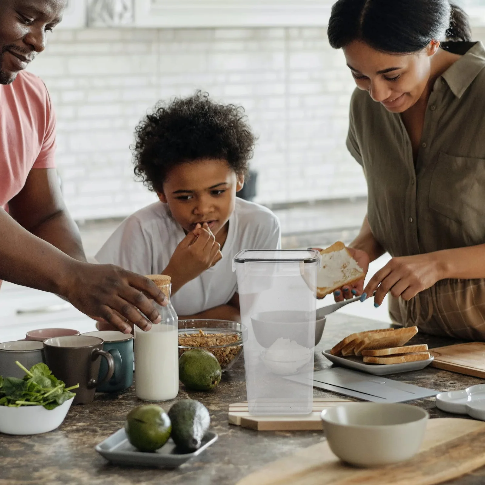 

5pcs Sealing Food Containers 4 Sizes Plastic Kitchen Containers For Grain Soybeans Oats Berries Storage Airtight Transparent