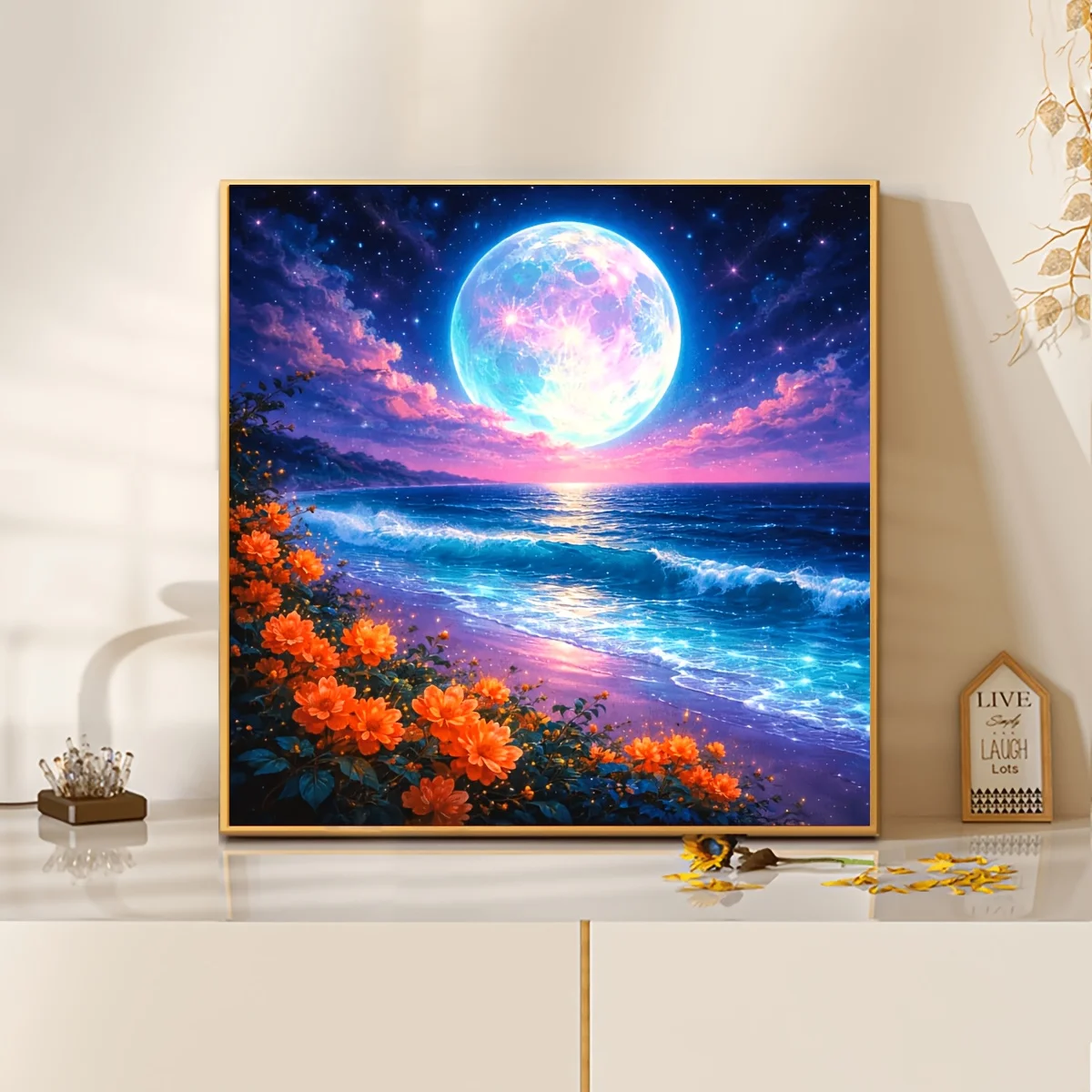 

500/1024PCS Jigsaw Puzzles Moon Beach Flower Blossoms Puzzle Suitable for Beginners Gift Toys for Leisure and Entertainment
