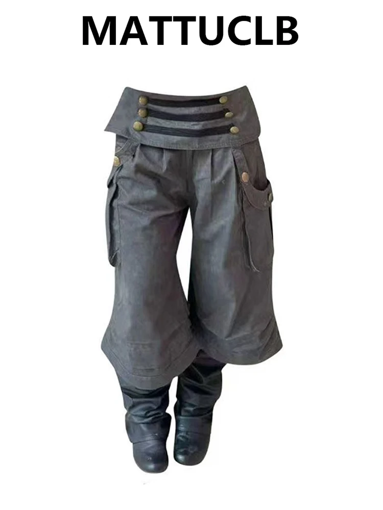 Summmr Women American Retro Jorts Cargo Jeans Shorts Calf-Length Abi Y2K Japanese Harajuku 2000s Denim Capris Pants High Street