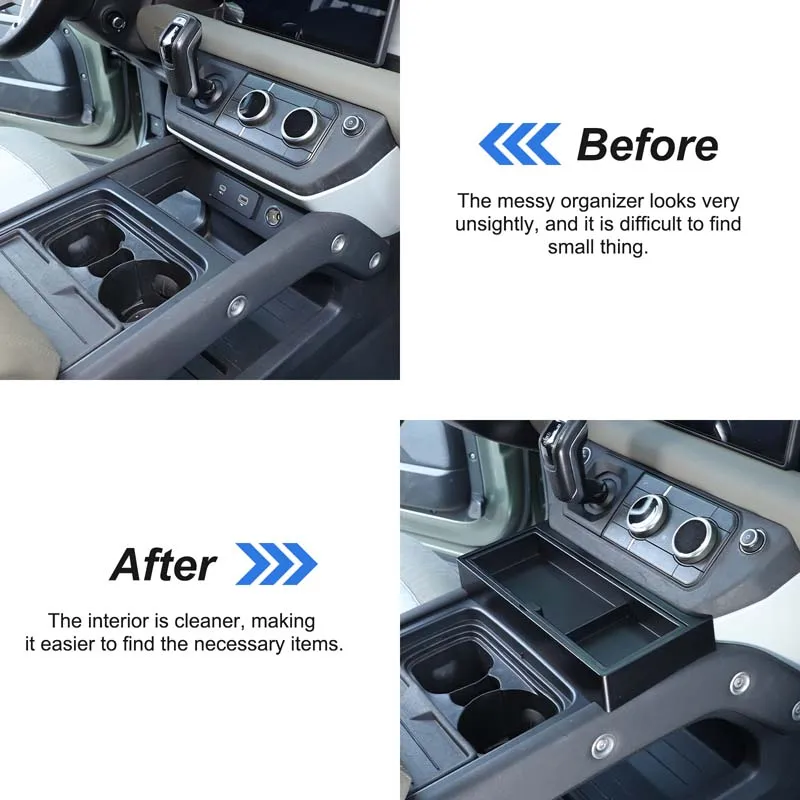 

ABS Black For Land Rover Defender 90 110 130 2020-25 car central control double-layer storage box mobile phone tray accessories