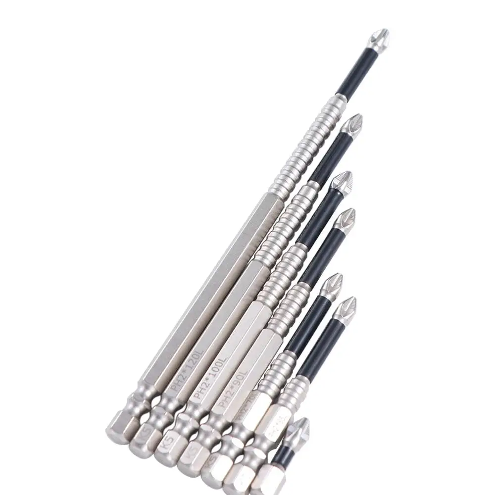 K5 Thread Magnetic Batch Head Alloy Steel Anti-Slip Cross Bit Impact Resistant High Hardness PH2 Screwdriver Bits