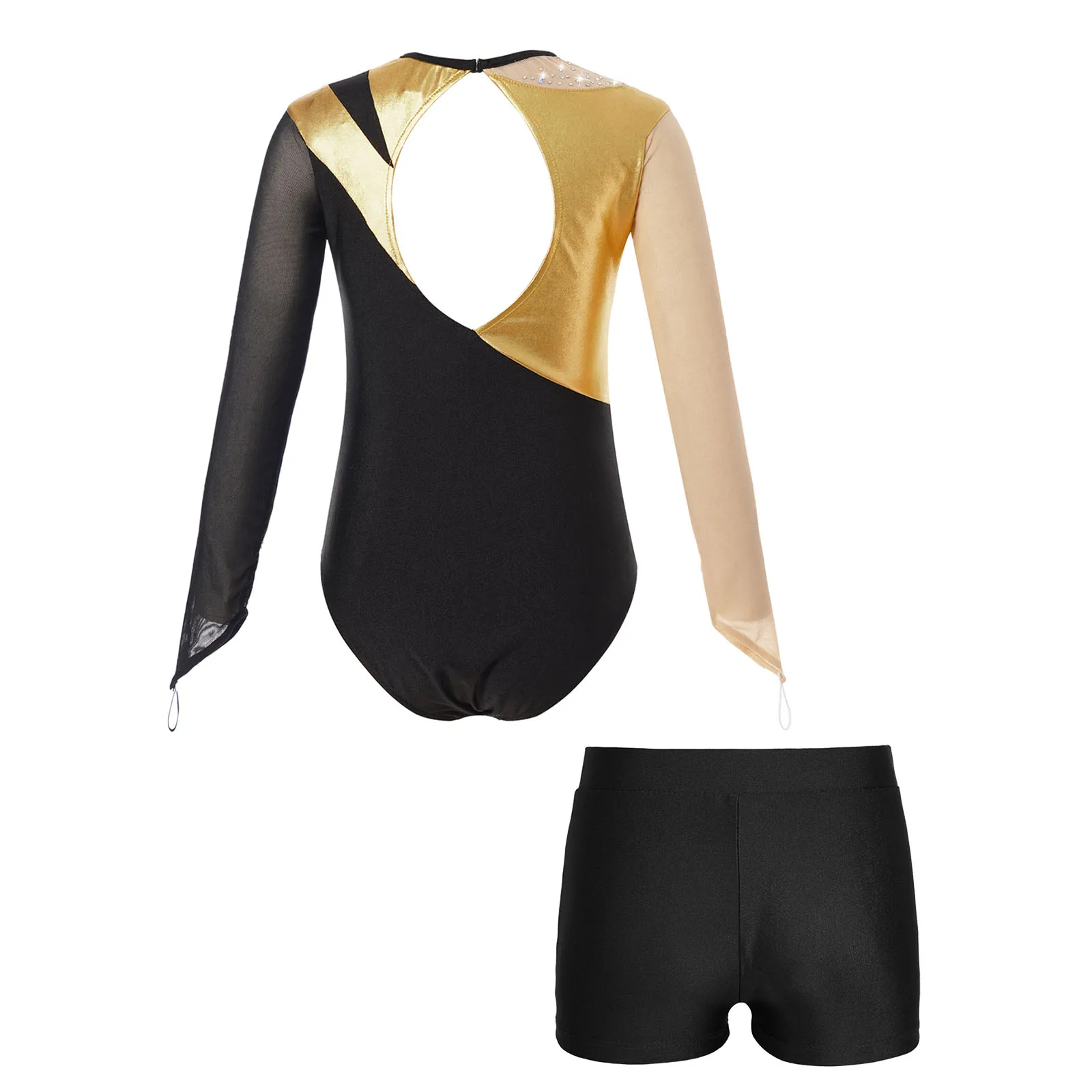 Body da ginnastica per bambina con pantaloncini Set abiti da ballo di balletto Shiny Sparkle Figure costumi da pattinaggio su ghiaccio Dancewear