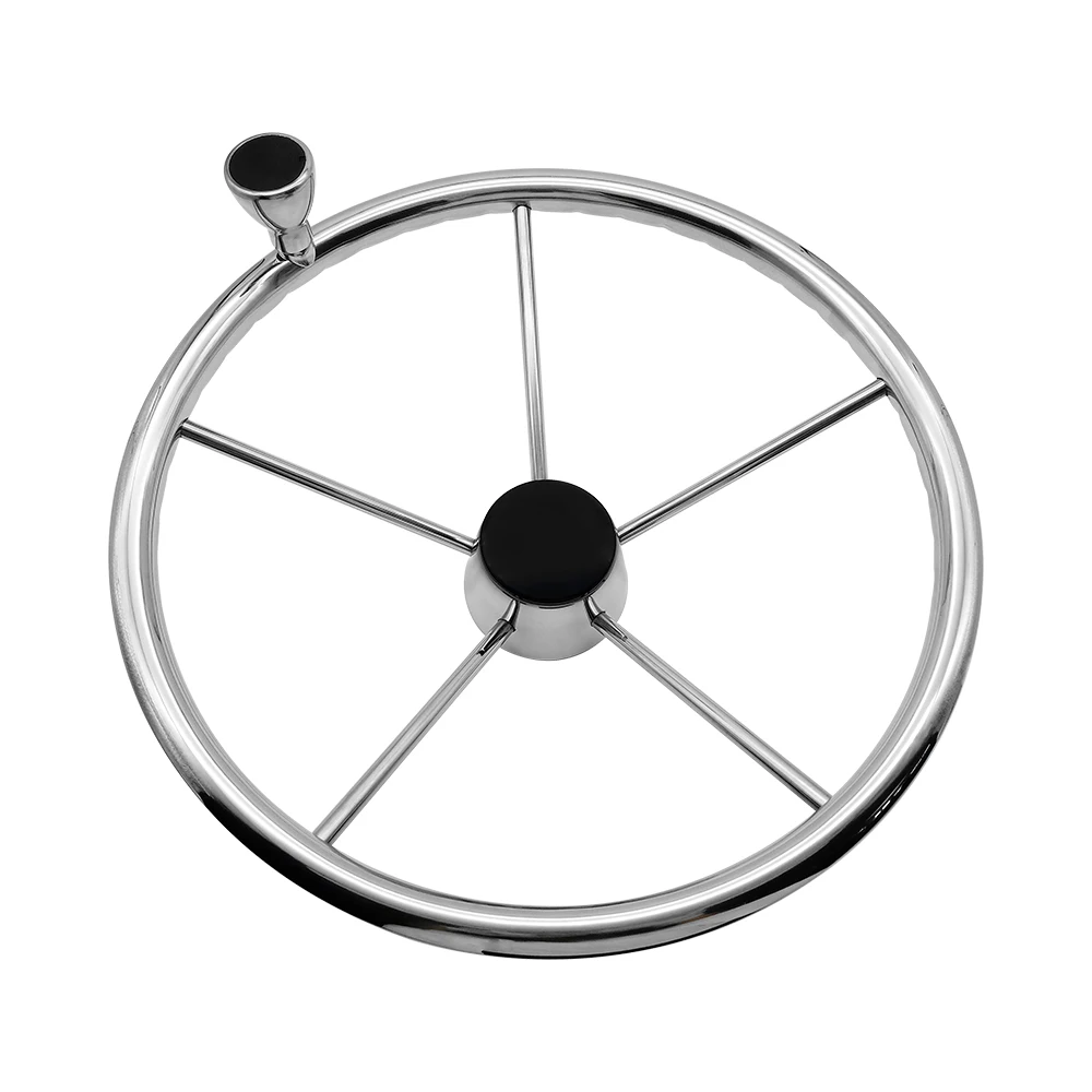

11/13/15 inch Stainless Steel Steering Wheel with Knob 5 Spoke 25 Degree for Marine Yacht Boat Top Quality Boat Accessories