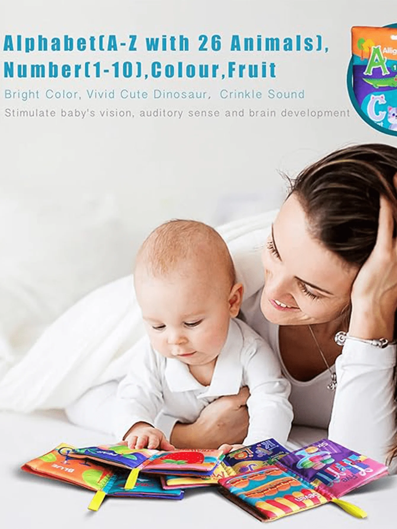 1 ensemble de livres de jouets en tissu doux pour bébé, livre d'apprentissage pour bébé en tissu coloré