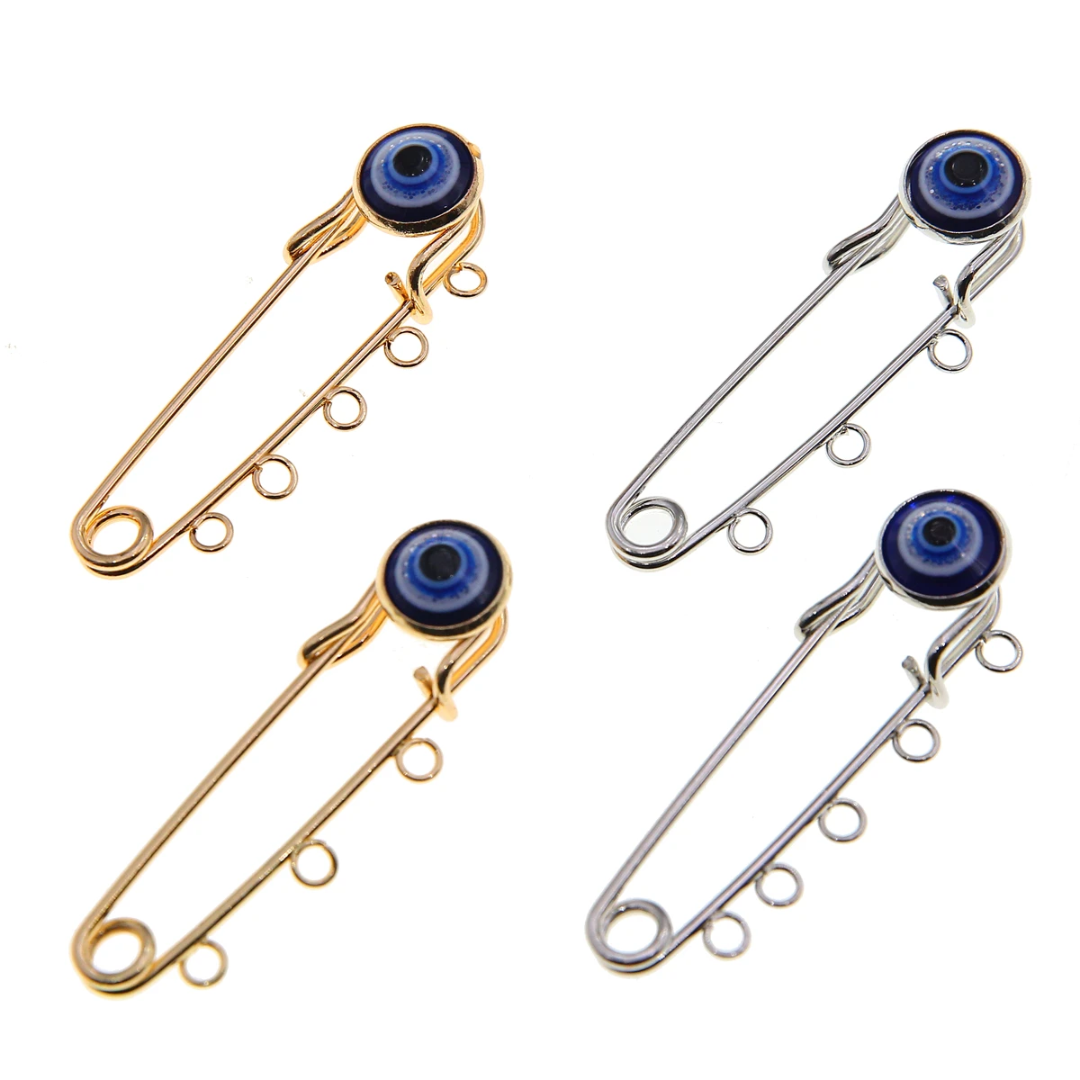 50pcs Lucky Eye Blue Turkish Evil Eye Brooch Pin for Women Men Dropping Oil Flower Crown Star Hamsa Hand Charm Fashion Jewelry