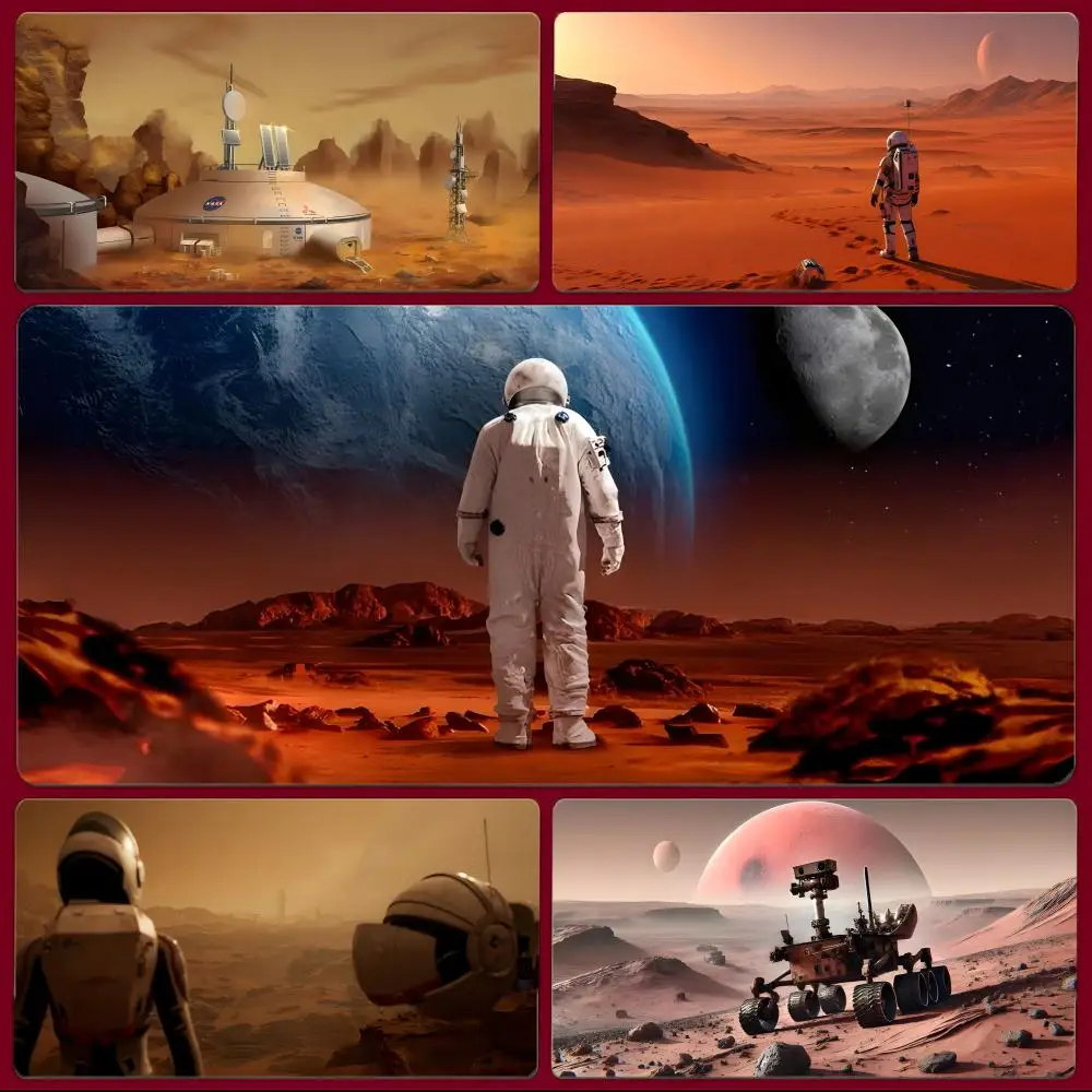 scifi futuristic M-Mars Base Mouse Pad Large Gaming Mousepad with Stitched Edges Thickened Desk Mat PC