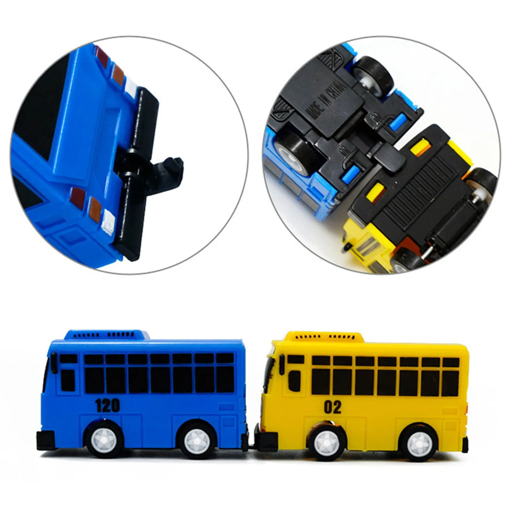 Mini Bus en Plastique à Nervures Arrière Bleu, Rouge, Jaune, Vert, Modèle de Voiture, Cadeau pour Enfant, 4 Pièces