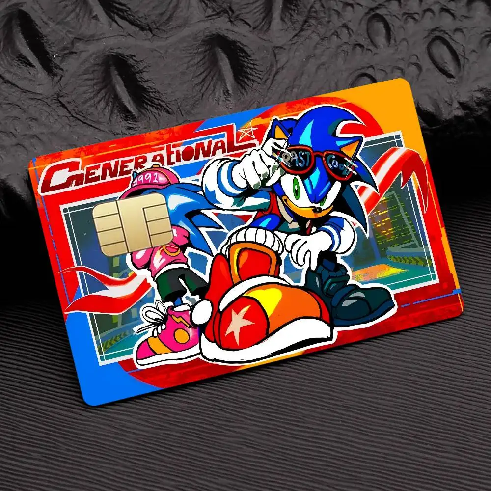 ملصقات جلدية لبطاقة الائتمان S-sonic الزرقاء بدون بقايا لاصقة مقاومة للماء لبطاقة الائتمان VISA لبطاقة الوصول إلى مترو الأنفاق #2