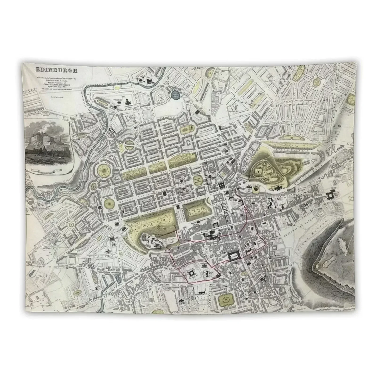 

Plan of Edinburgh, Scotland - 1834 Tapestry Cute Room Decor Outdoor Decoration Kawaii Room Decor Tapestry