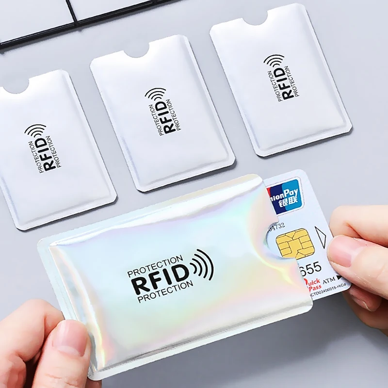 50Pcs Anti-Scan Card Sleeve Credit NFC RFID Card Protector Anti-magnetic Aluminum Foil Portable Bank Card Holder