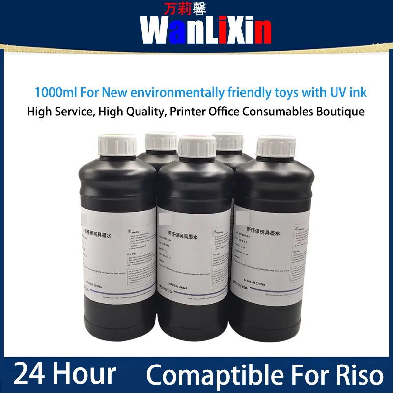 

1000ml New environmentally friendly toys ink with UV ink Compatible For Riso Kyocera nozzle UV printer for curing G5 UV ink