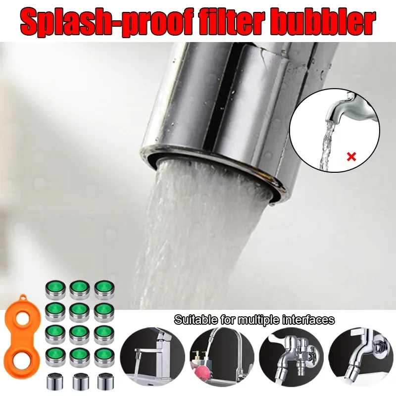 

Water Saving Tap Aerator - Replaceable Filter Mesh Core, Splash-proof for Kitchen and Bathroom Faucet Accessories