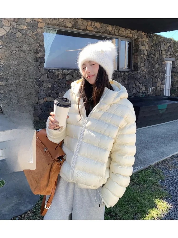 

EKOOL Women's Puffer Jaet 700FP 95% White Du down Hooded Coat Winter Warm Breadfruit Sle Commute Loose Fit Non Detachab...