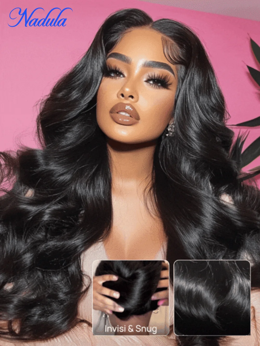 

Nadula Hair 13x4 3D Body Wave Lace Frontal Wig Elastic Drawstring Put On And Go Human Hair Wigs Fit All Heads Wig 220% Density