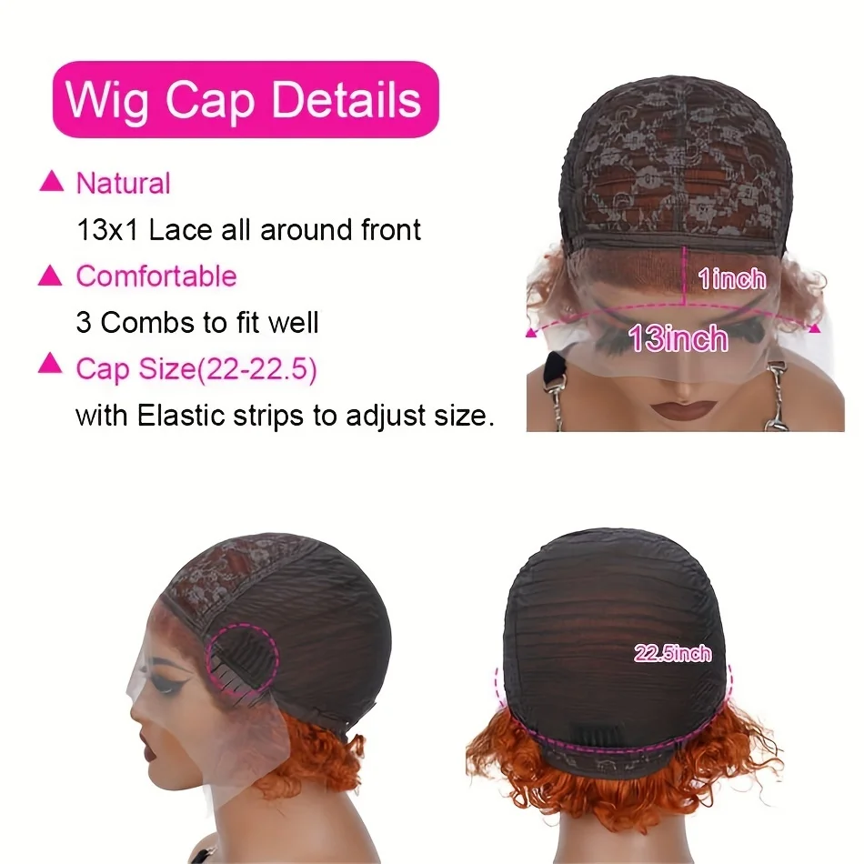 Krótkie Kręcone Peruki typu Lace Front z Peruwiańskich Włosów Naturalnych 13X1 Pixie Cut Krótkie Kręcone Peruki z Włosów Naturalnych Krótkie Peruki dla Czarnoskórych Kobiet z Włosów Naturalnych