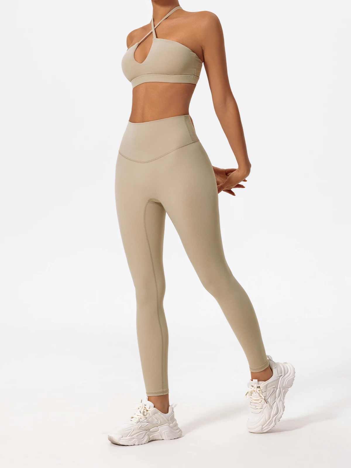 Neues Sommer-Zweiteiler-Sportset für Damen, Yoga-Kleidung mit überkreuztem Oberteil, Sport-Bandeau-BH, Sportoutfit für Frauen – Detail 15