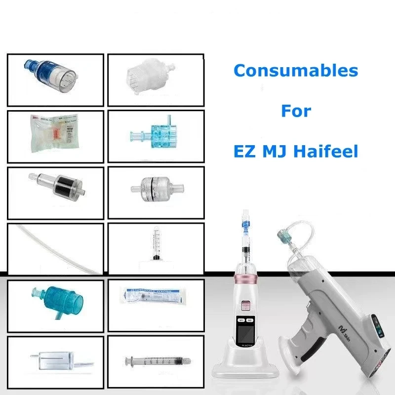 Tubos de seringa e filtros para injetor EZ e máquina Haifeel-S, pistola de vácuo EZ, peças de mesoterapia, 9 pinos, 5 pinos, 3 ml, 5 ml, 10ml