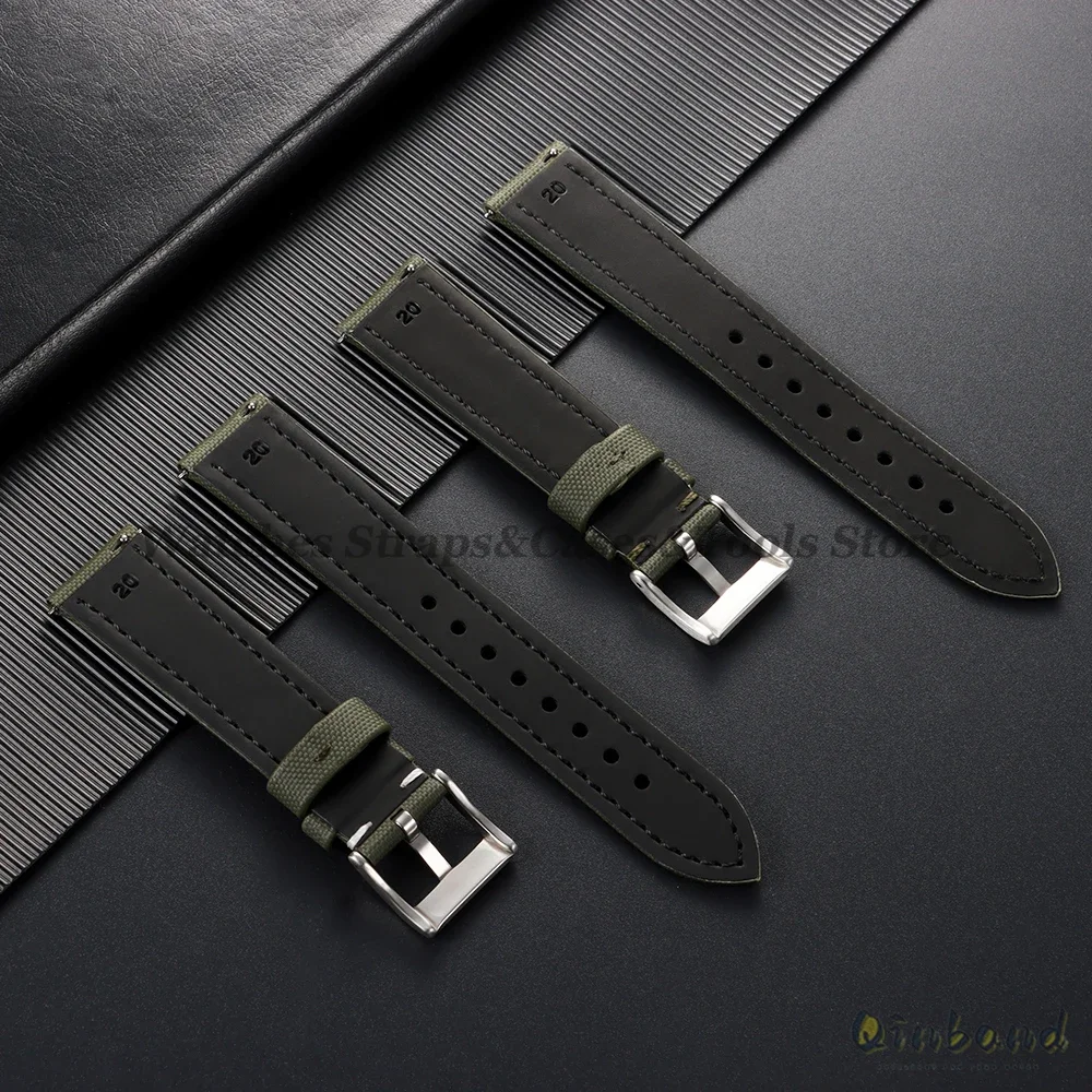 Tali Jam Tangan Kain Layar Rilis Cepat 18/19/20/21/22Mm untuk Penyelam Seiko Jahitan Gelang Kulit Nilon Sejuk untuk Jam Tangan Pintar