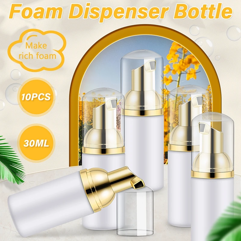 10PCS 30ML Plastic Foaming Bottle Soap Mousses Liquid Dispenser,Froth Shampoo Lotion Bottling Foam Bottles