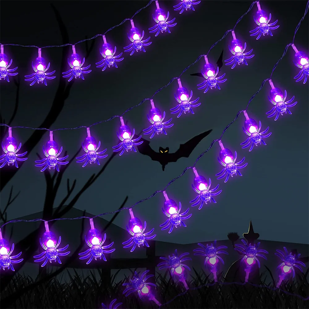 Spider String Lights Halloween Decorations Battery Operated Waterproof Spider Lights for Outdoor Indoor Party Garden Decoration