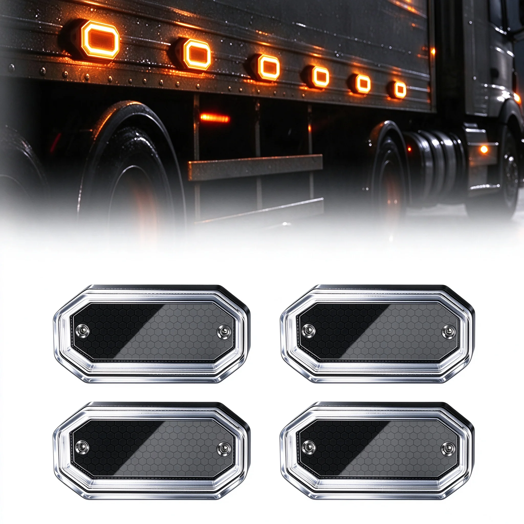 4PCS NEW LED Light Truck Lamp  Trailer Dynamic LED  Signal Strobe Lamp 12V 24V Waterproof Lorry  White Yellow Indicator Lamp