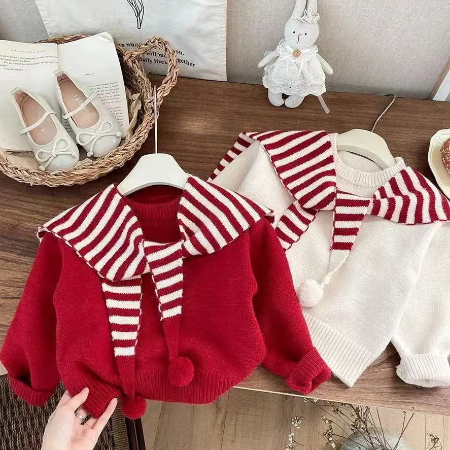 Boys' and Girls' Knitted Sweater Autumn/Winter New Collection Children's Fashion Striped Shawl Sweater