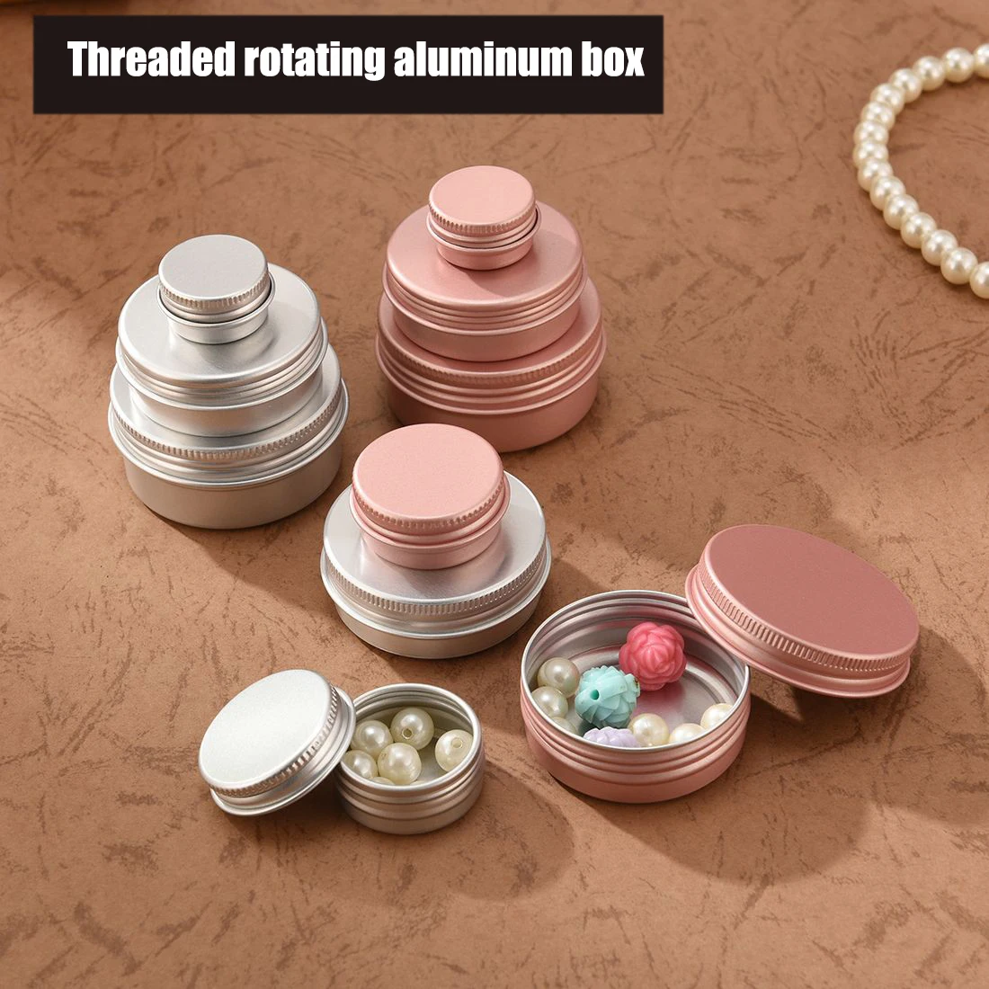 2Pcs 5ml~200ml Silvery/Rose Gold Empty Metal Aluminum Tins Cans Screw Top Round Candle Spice Face Cream Cans Seal Lid Containers