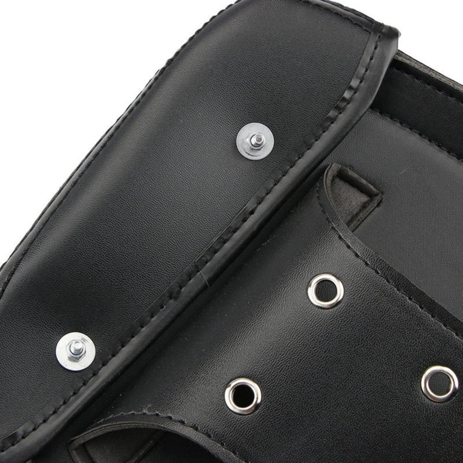 Motorcycle Side Saddle Bag with Front Flap Black Motorcycle Side Bag with Buckle Closure Slim Rugged for Touring Riders