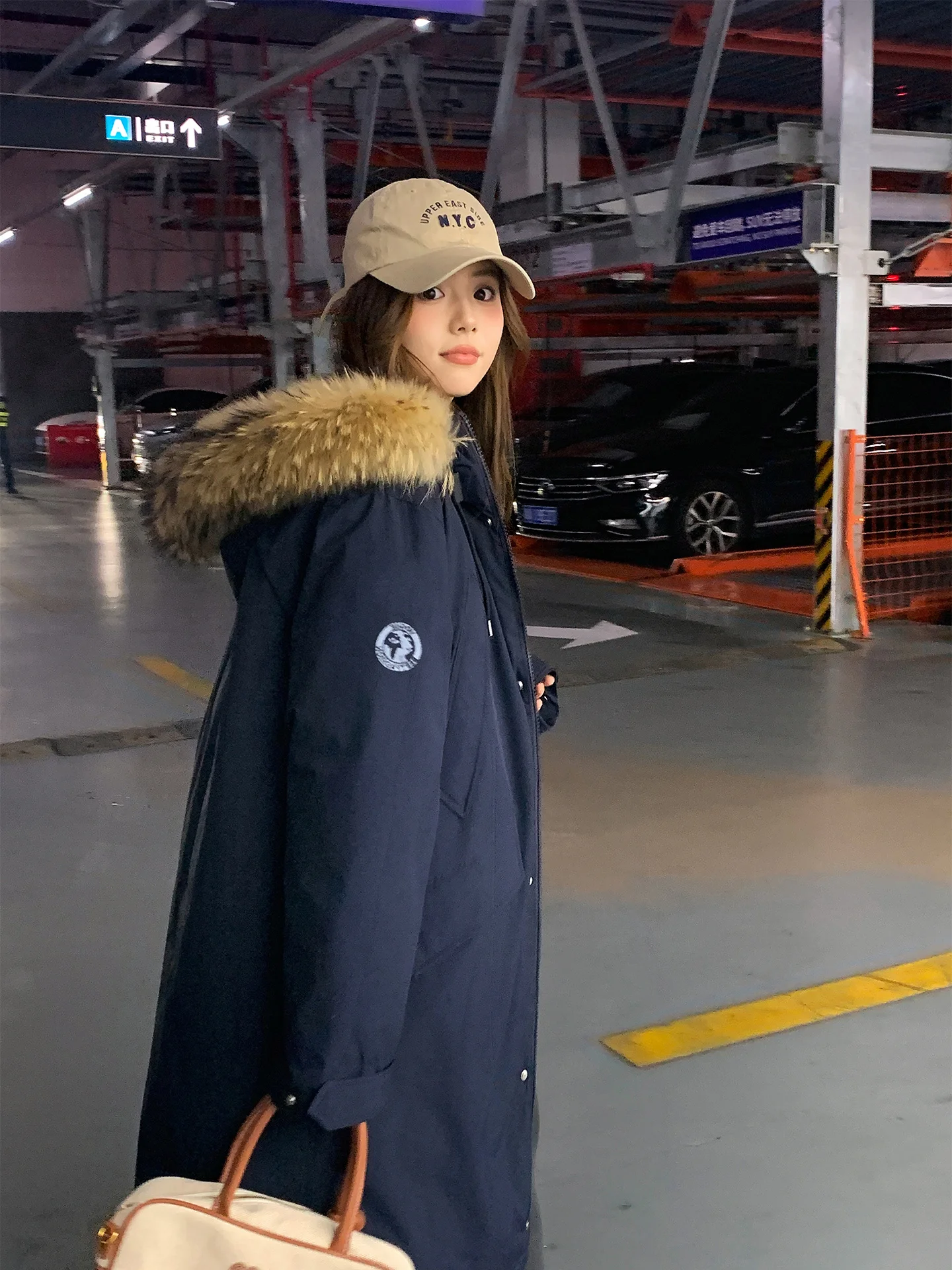 

Parkas Yellow Womens Winter Zippers Stuffed Thicken Elastic Neon Casual Cotton Outwearing Harajuku Knee Dot Wrap Trim Wearable