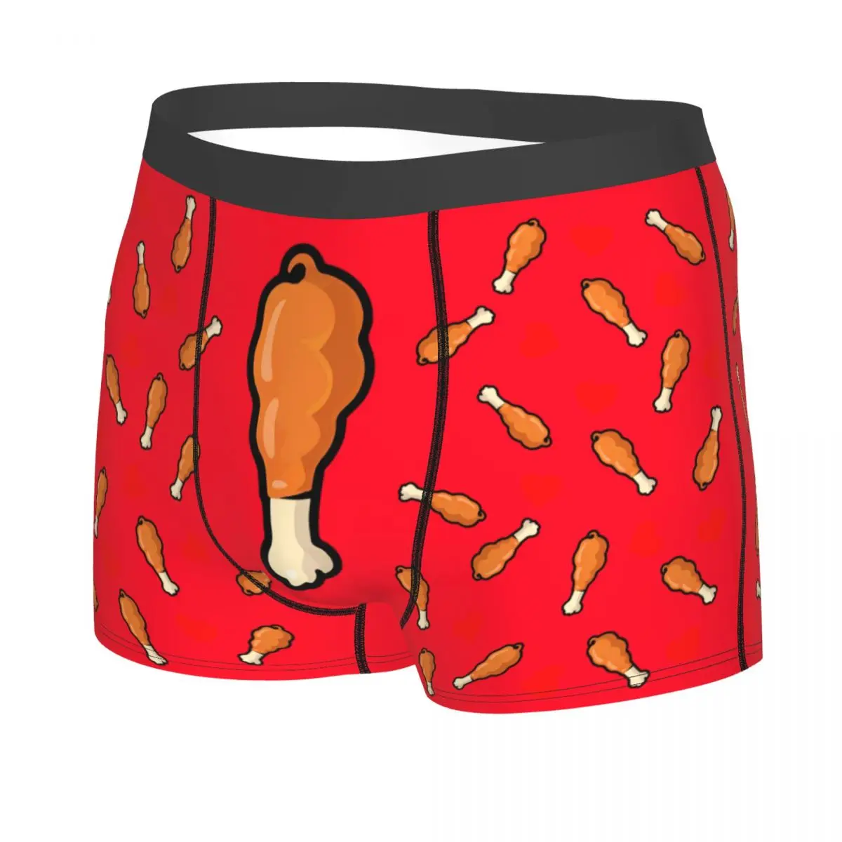 Custom Chicken Drumsticks With Hearts Underwear Men Stretch Personalized Boxer Briefs Shorts Panties Soft Underpants For Male