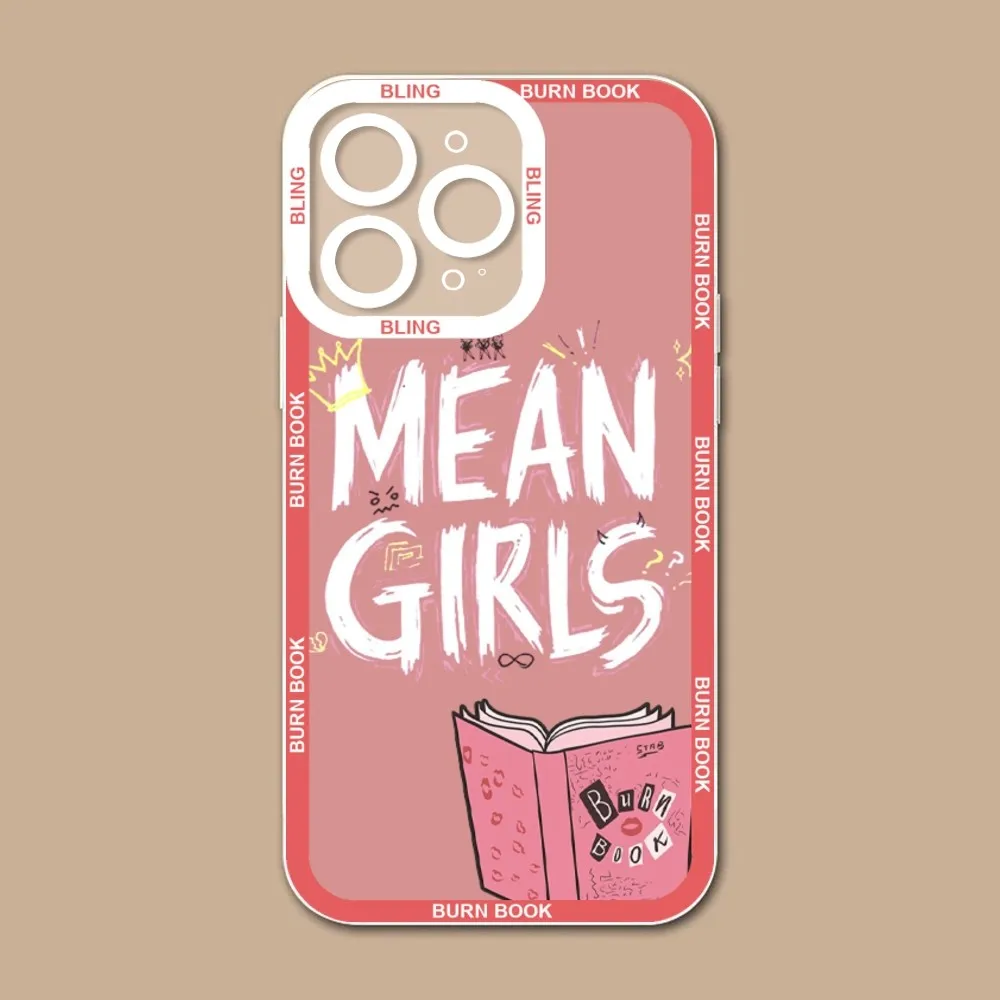 Burn Book Kiss Mean Girls Bling Cute Phone Case Phone Case For IPhone 11 12 13 Mini Pro Max 14 15 Pro Max Case Shell Funda Cover