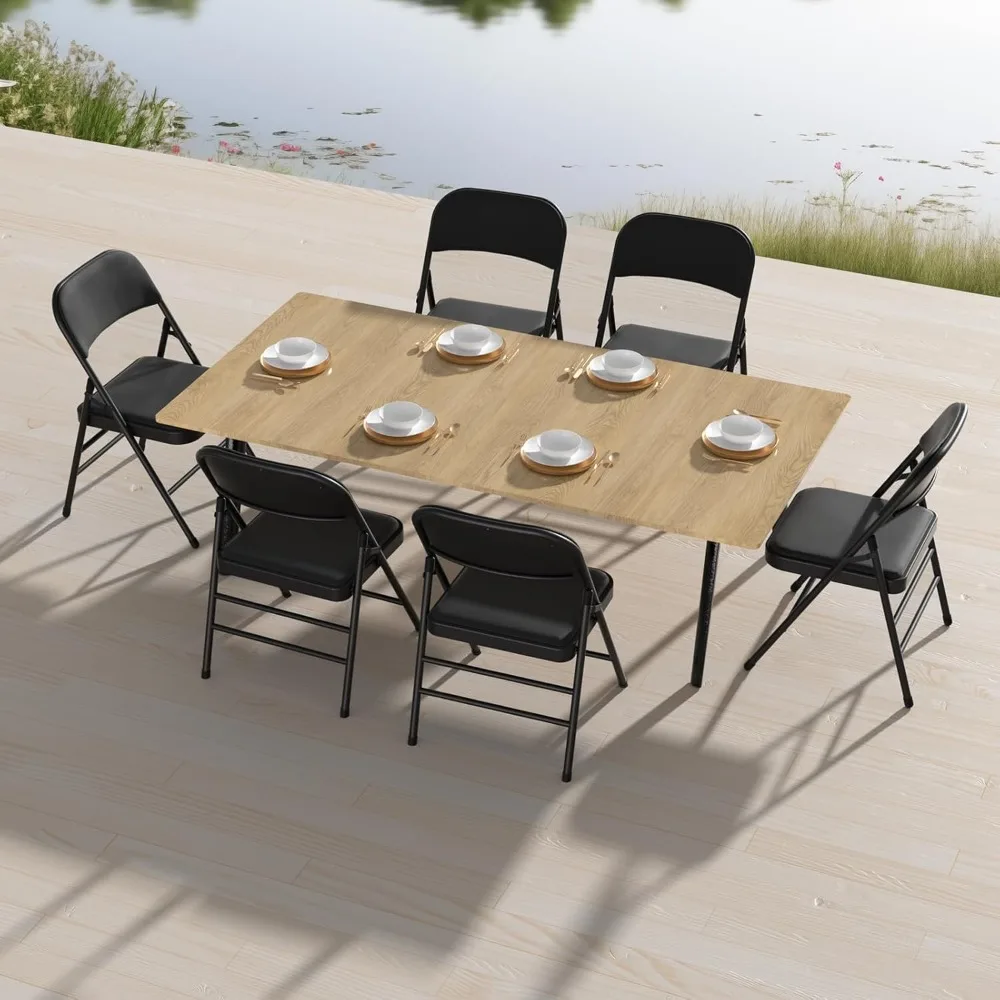Portable Stackable Fabric Cushioned Folding Chairs - 16 Pack Outdoor Indoor Dining Chairs Set with Padded Seats for Comfort