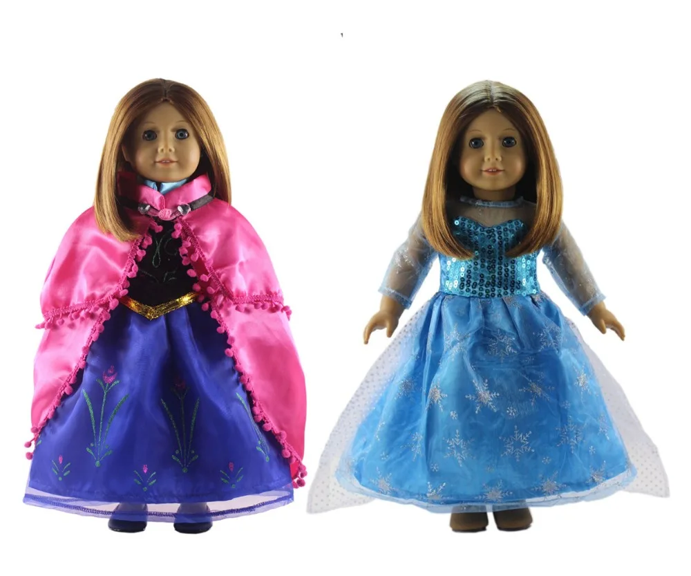 2 Set Outfit Dress Clothes for 18'' American Doll Princess Costumes Gown