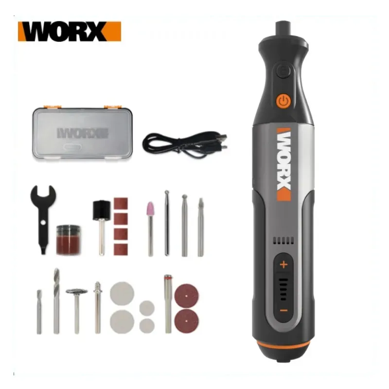 Worx 8V Rotary Tool WX106 Cordless Mini Drill Engraving Grinding Polishing Machine USB Charger Variable Speed Power Tools + Bits