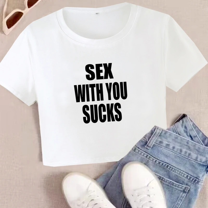 Imagem -04 - E-girls Feminino Camiseta de Bebê Contraste Letra Engraçada Impressa Camiseta Casual Streetwear Estética Y2k Preto e Branco Novo