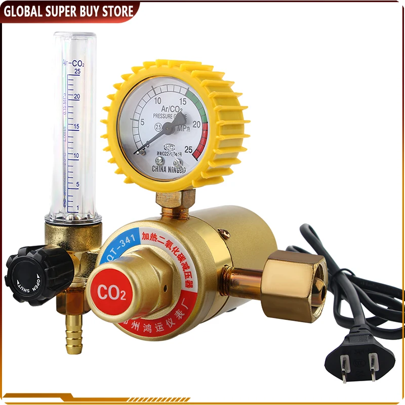 220V/36V/110V Carbon Dioxide Meter Pressure Reducer CO2 Pressure Regulator Valve Flow Meter Gauge Heating Energy-saving