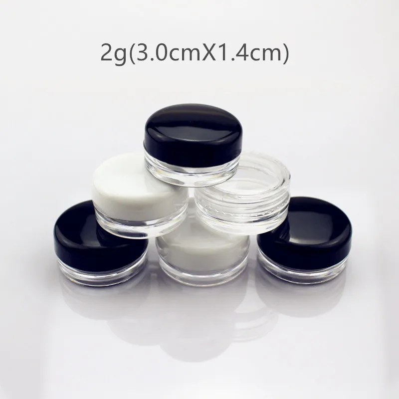 100pcs 1/2/3/5/10g Empty Plastic Makeup Jar Pots Refillable Sample Cosmetic Bottle Eyeshadow Cream Lip Balm Container Storage