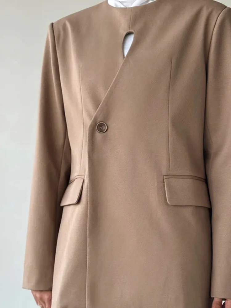 KWTX Blazer con botones laterales para mujer, chaqueta con diseño recortado para primavera y verano, ropa de oficina a la moda, traje ajustado S-XXL