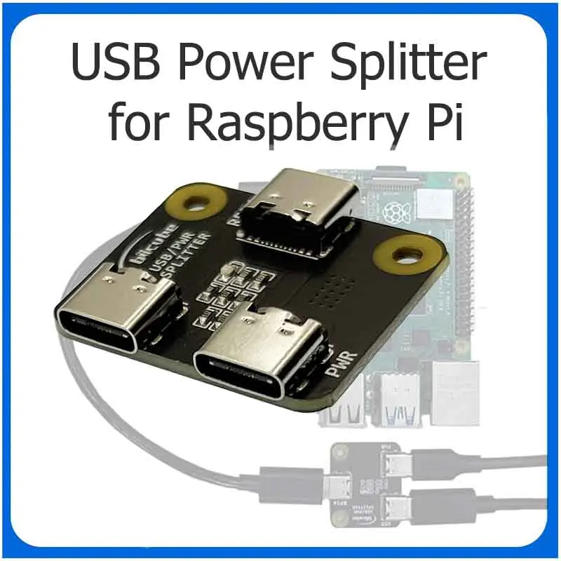 USB Power Splitter for Raspberry Pi HDMI-compatible CSI 1 IN 2 Type-C Power Splitter