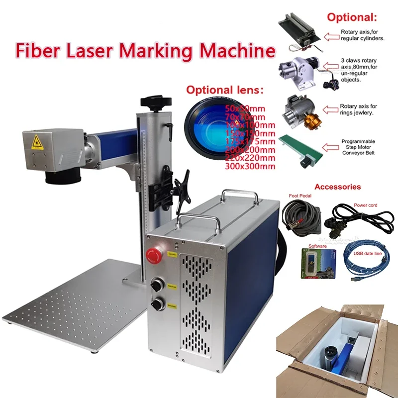 Fiber Laser Marking Machine 30W 50W Raycus  PVC Plastic Stainless Steel Cartoon Metal Engraver Engraving