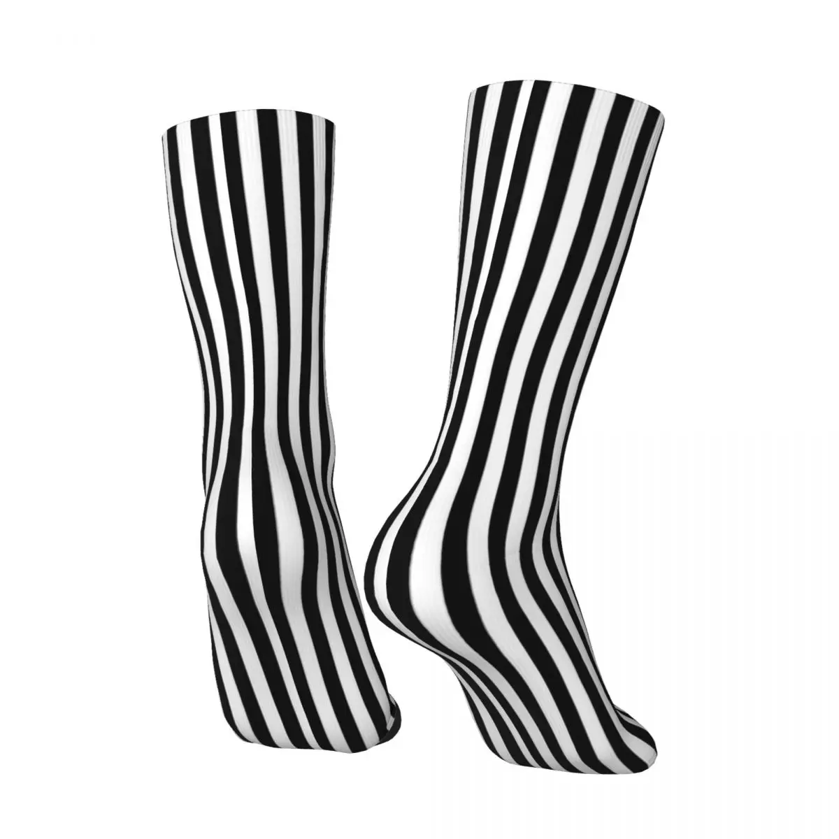 Vertical Striped Stockings Black and White Printed Kawaii Socks Autumn Non-Slip Socks Unisex Skateboard Soft Socks