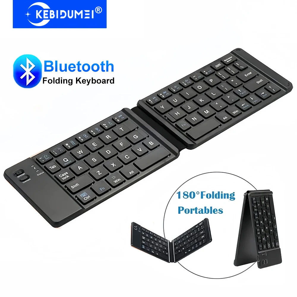 

KEBIDUMEI Folding Bluetooth Keyboard Mini Wireless Keyboard Portable Rechargeable Keyboard for PC Laptop Tablet Windows Android
