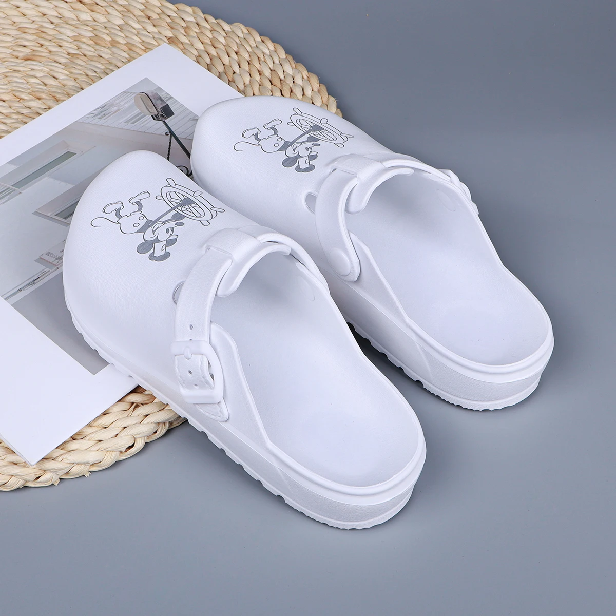 

Women Adjustable Buckle Platform Heels EVA House Slippers Waterproof Lightweight Non-Slip Comfortable Women's Shoes