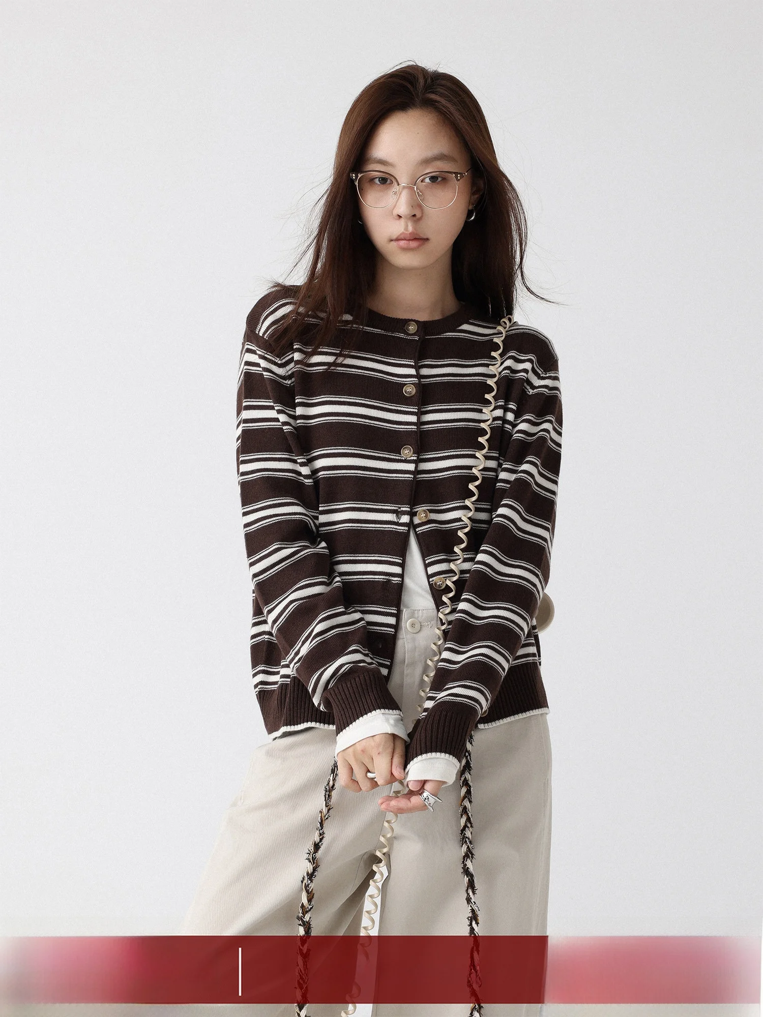 

Lowcalorie Wool Blend Knitted Long Sve round Ne Open Cardigan Color Blo Striped Dr Weaving S Commute Sle Loos...