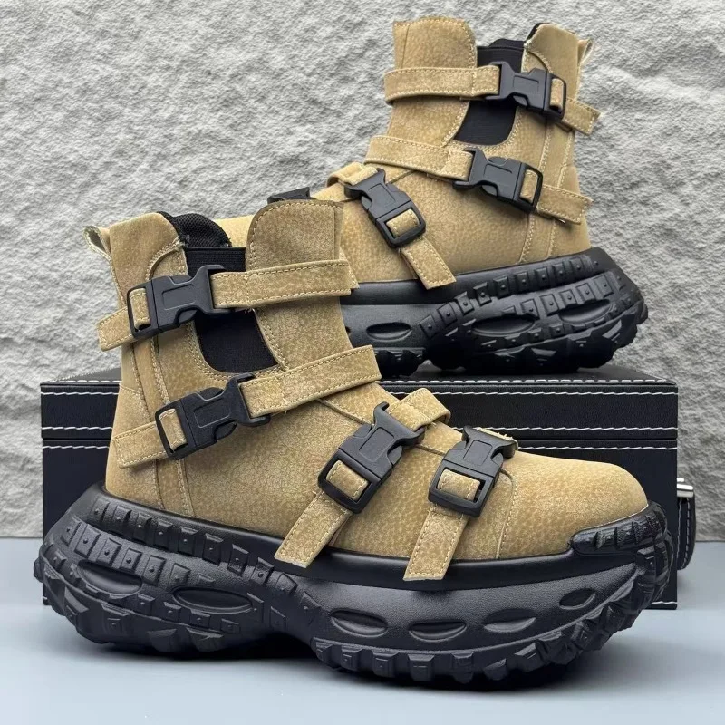 

Classic Brand Comfortable Anti Slip Sport and Leisure Shoe Designer Mid-Top Walking Boot Top Quality Thick Soled Trekking Sneake