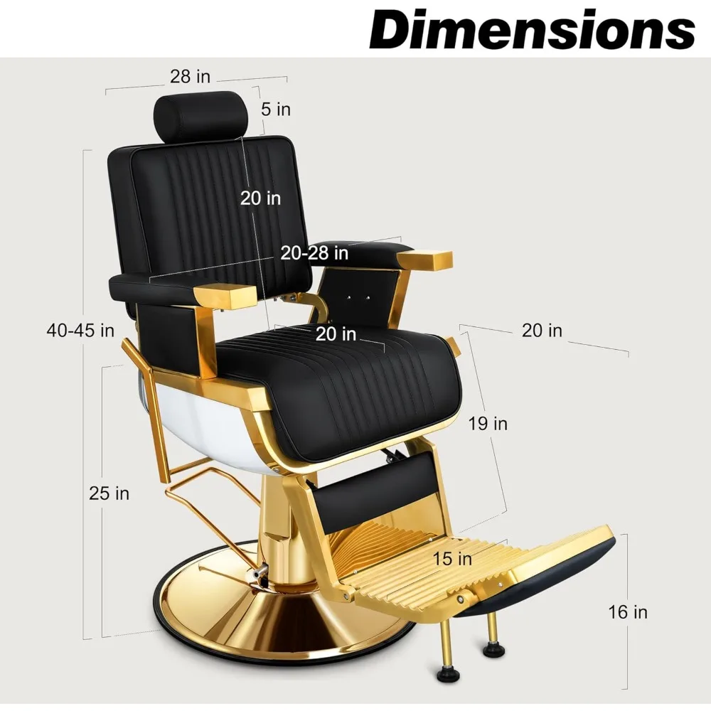 Reclining Salon Chair with Adjustable Backrest & Lumbar Support Heavy Duty Chair Weight Capacity Up To 440 Lbs Salon Chair